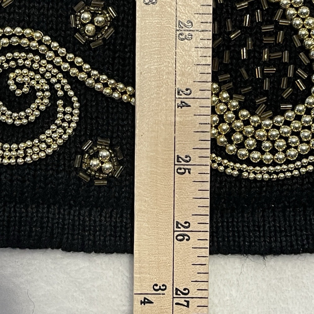 Vtg Donnkenny Embroidered Button Vest Sweater Womens L Beads Pockets Party Y2K - Picture 10 of 11